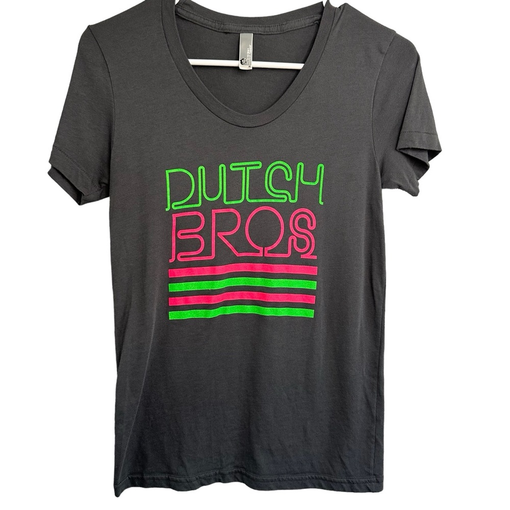 Women’s Dutch Bros VINTAGE Grey T-Shirt NEON Colors MEDIUM